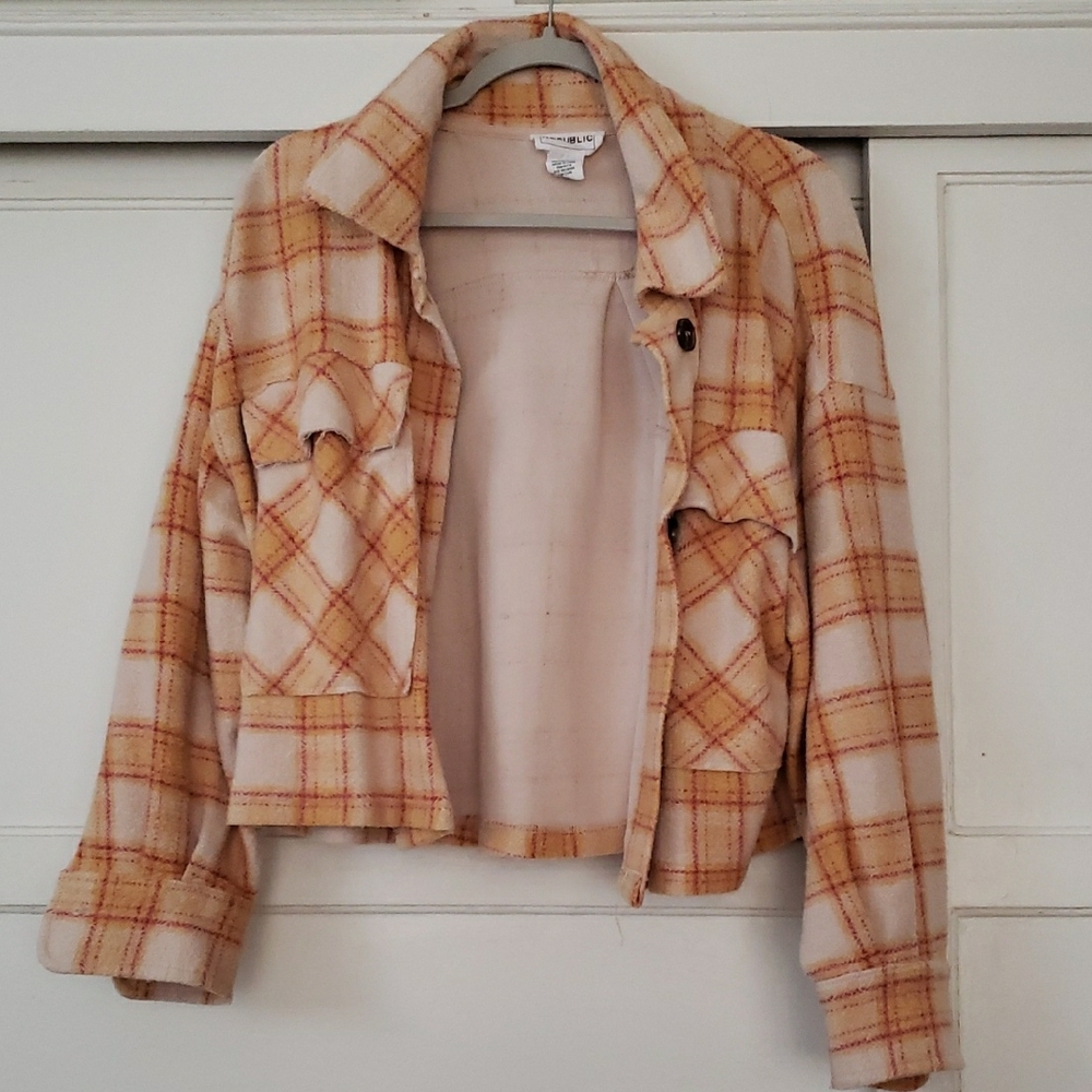For The Republic Cream and Orange Utility Jacket